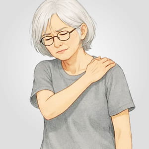 肩を気にする女性