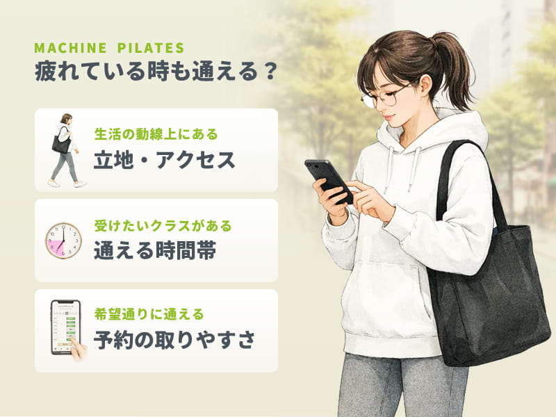 マシンピラティスの通いやすさ